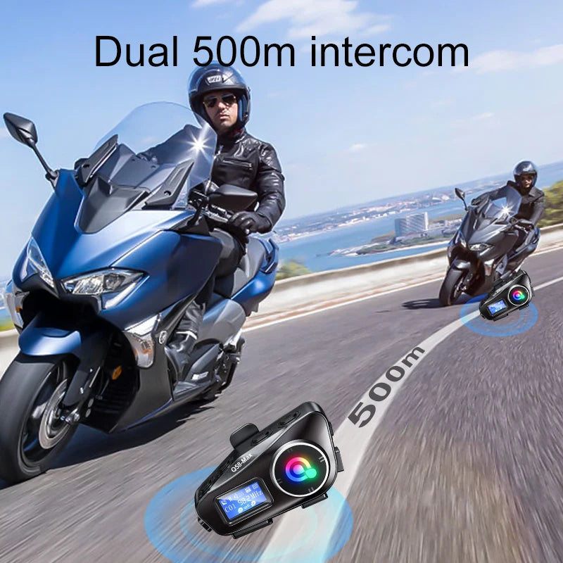 Motorcycle Helmet Wireless Bluetooth Headset Intercomunicador Moto LCD Display FM Radio Music Share For 2 Rider 500m intercom