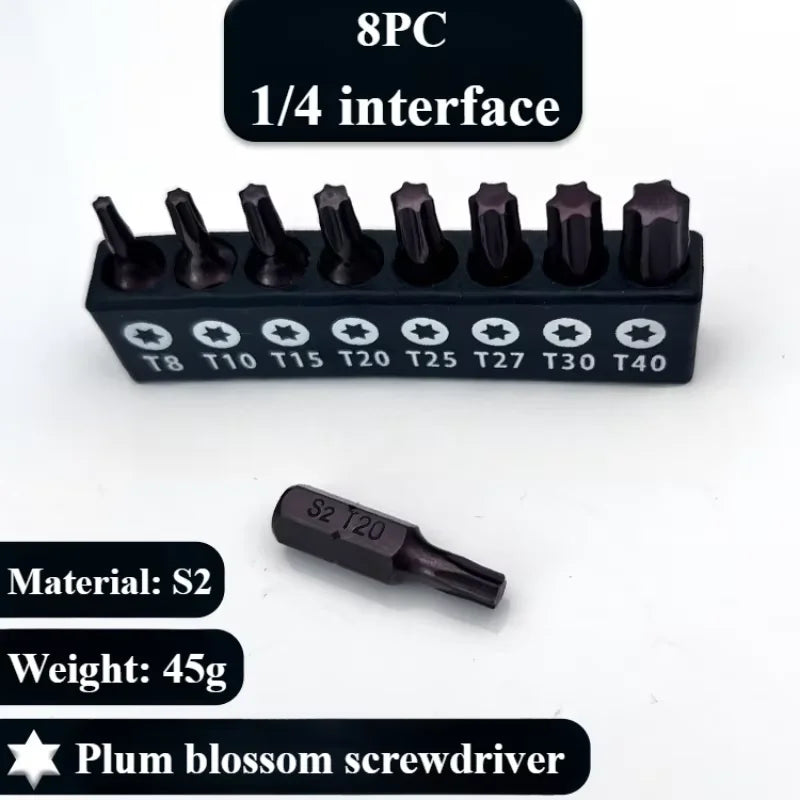 Screwdriver Set with T-shape Cross and Straight Slot Hexagon and Plum-shaped Heads plus Socket Set for DIY Lovers