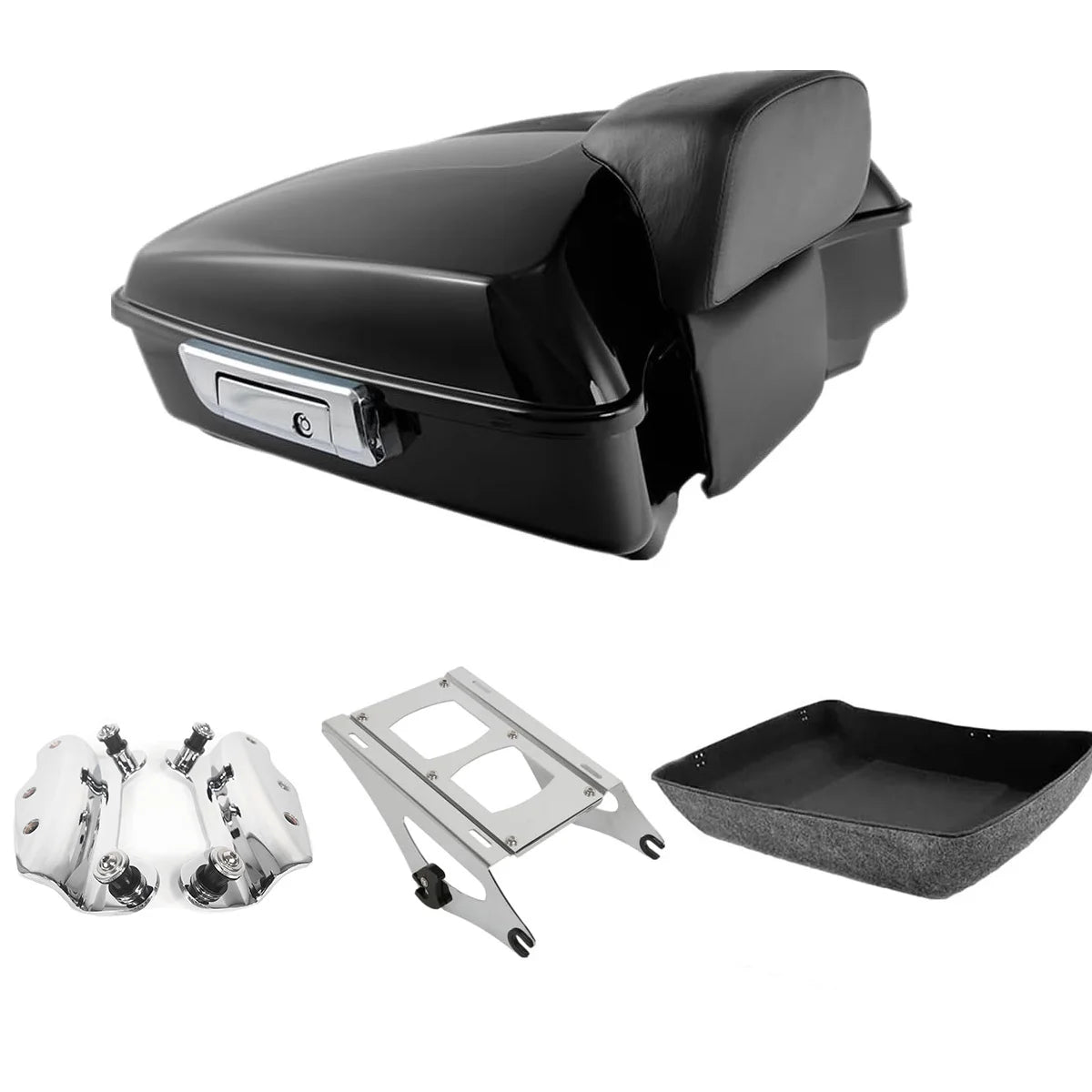 Motorcycle Top Case Box Suitcases Boot Trunk With Luggage Rack For Harley Touring Road King Road Glide Street Glide 2009-2025
