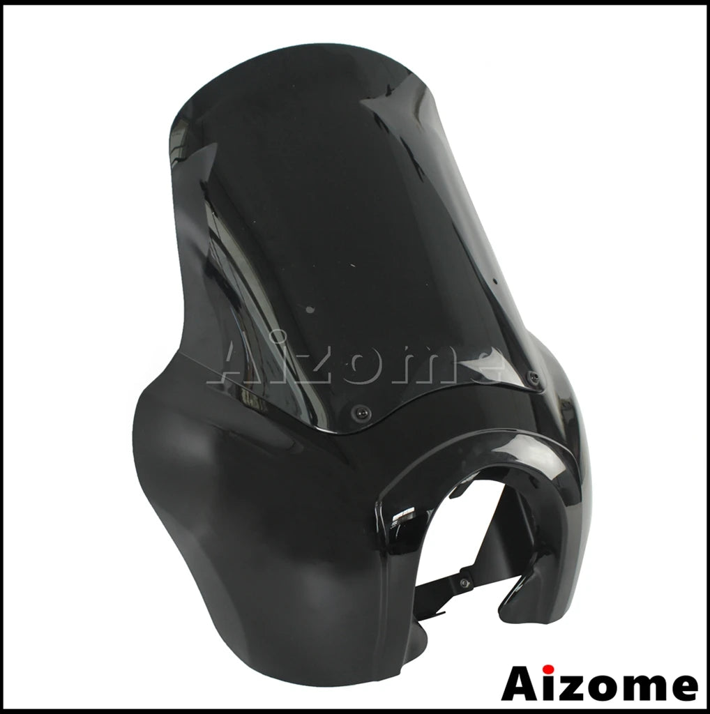 Motorcycle Headlight Fairing W/Outer 15" Windshield Screen &Mounting Relocation Block Kit For Harley Dyna Street Bob Super Glide