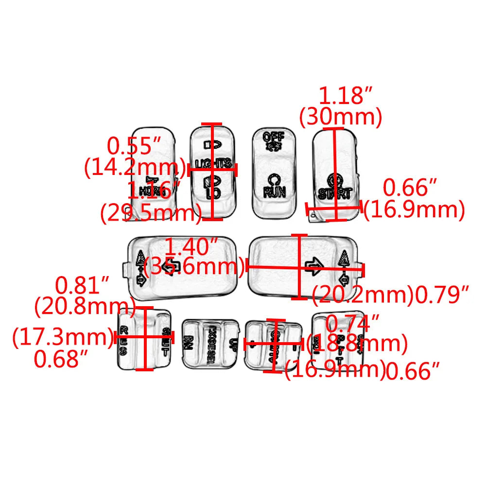 10 pcs Motorcycle Chrome Hand Control Switch Housing Buttons Caps For Harley Touring Road King Electra Road Glide FLHTCU FLTR
