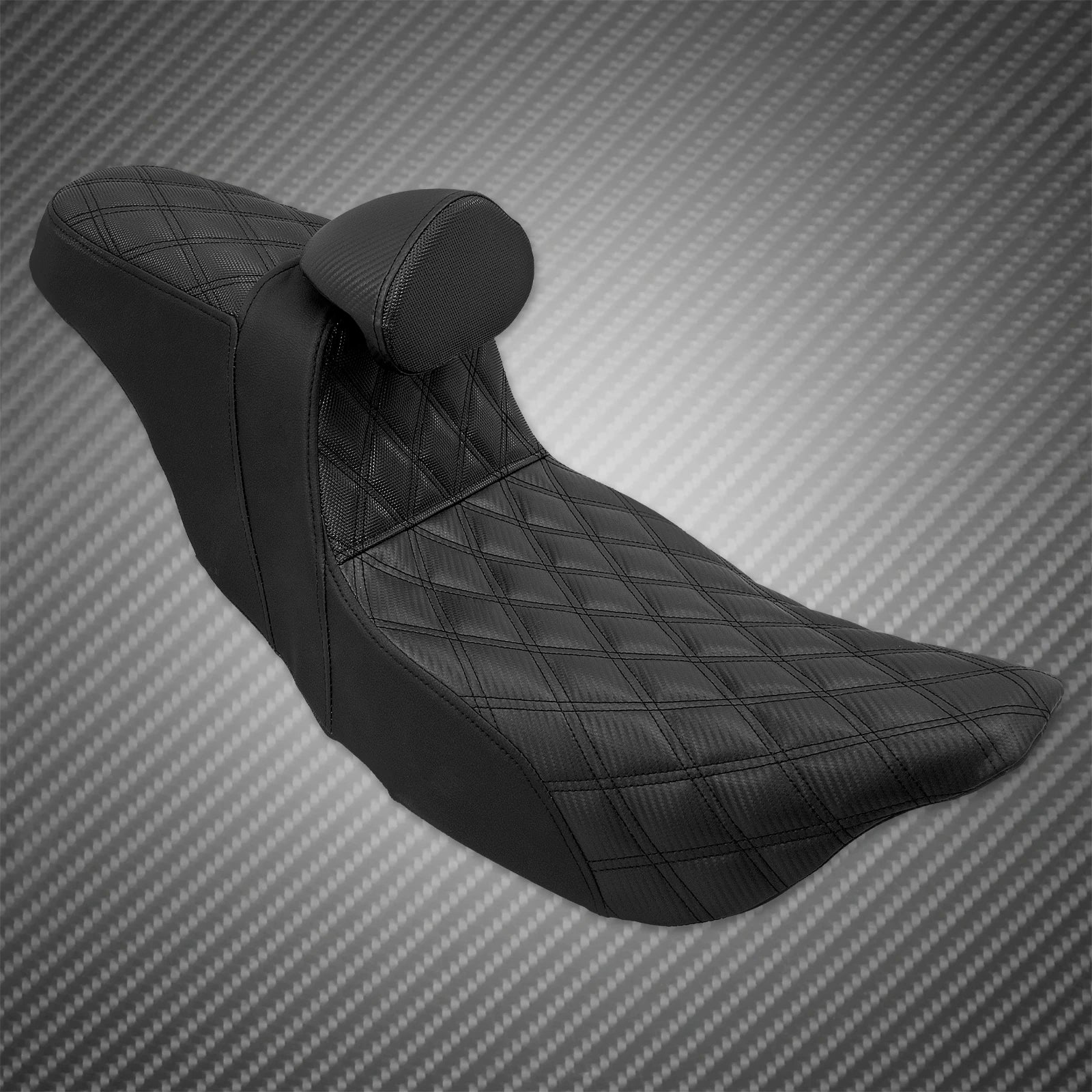 Motorcycle 2-Up Seat With Driver Backrest Cushions Lattice Stitch Front Rear Seat For Harley Touring Electra Glide FLHR 2009-23