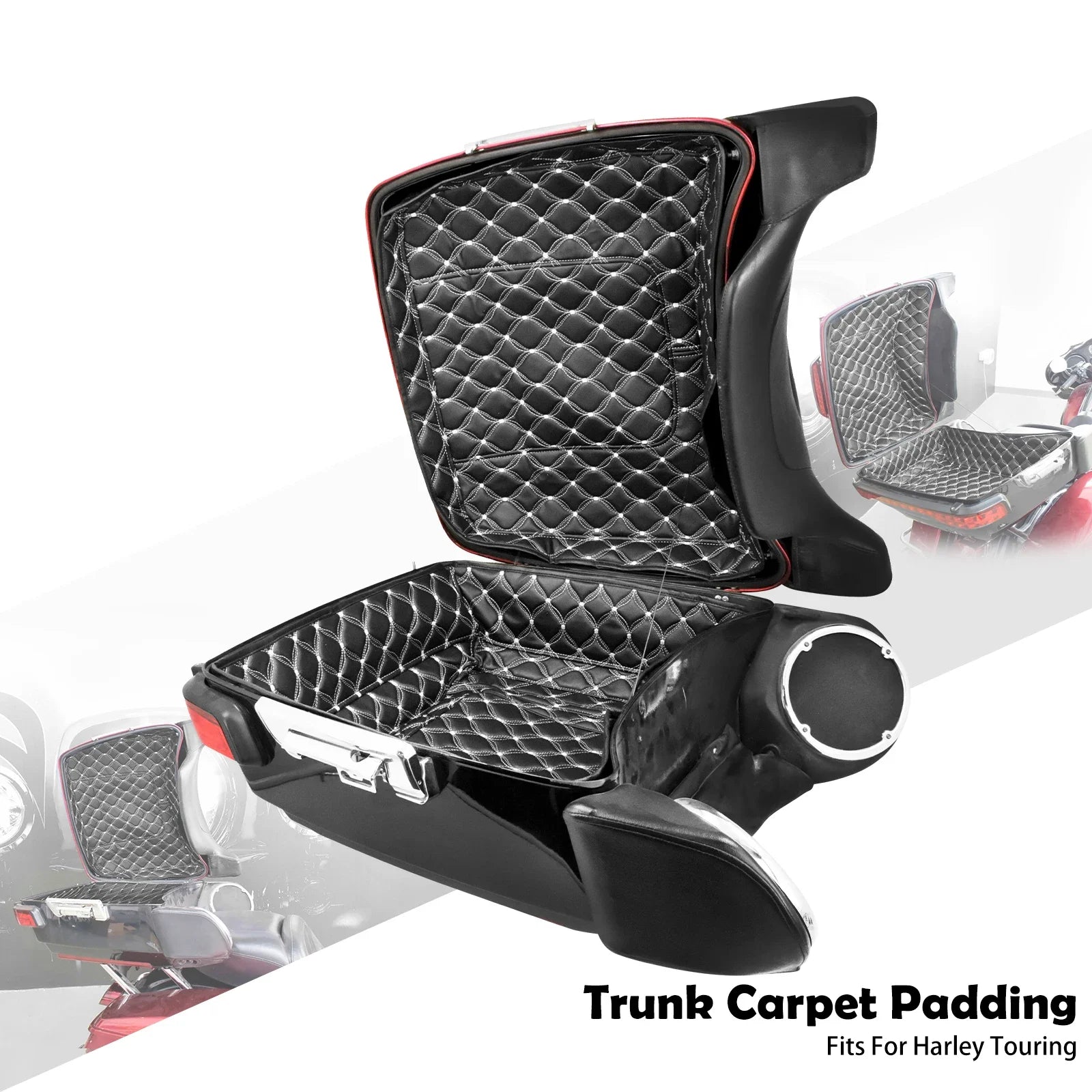 Motorcycle Tour Pak Trunk Carpet Inner Bag Liner Luggage Leather Bags Pad For Harley Touring Road Electra Glide FLHR FLHT 14-23