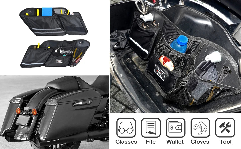 1Pair Motorcycle Hard Saddle Bags Organizers Inner Wall Storage bag For Harley 2014 - 2020 Street Glide Road King Road Glide