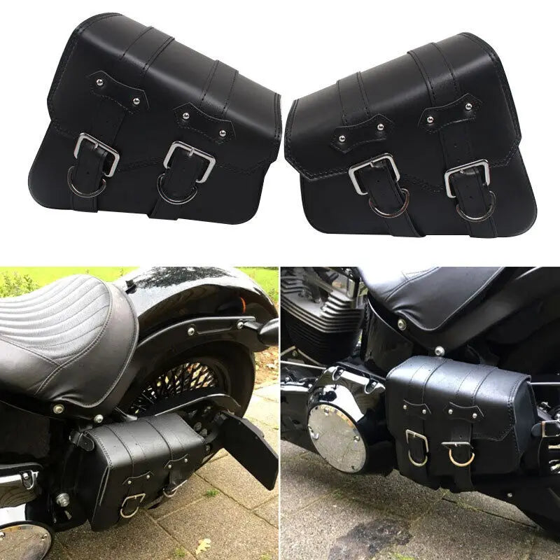 1 Pair Universal Motorcycle PU Leather Saddlebags Side Tool Pouch Bag Luggage Saddle Bag For Harley Sportster XL 883 1200 48 72