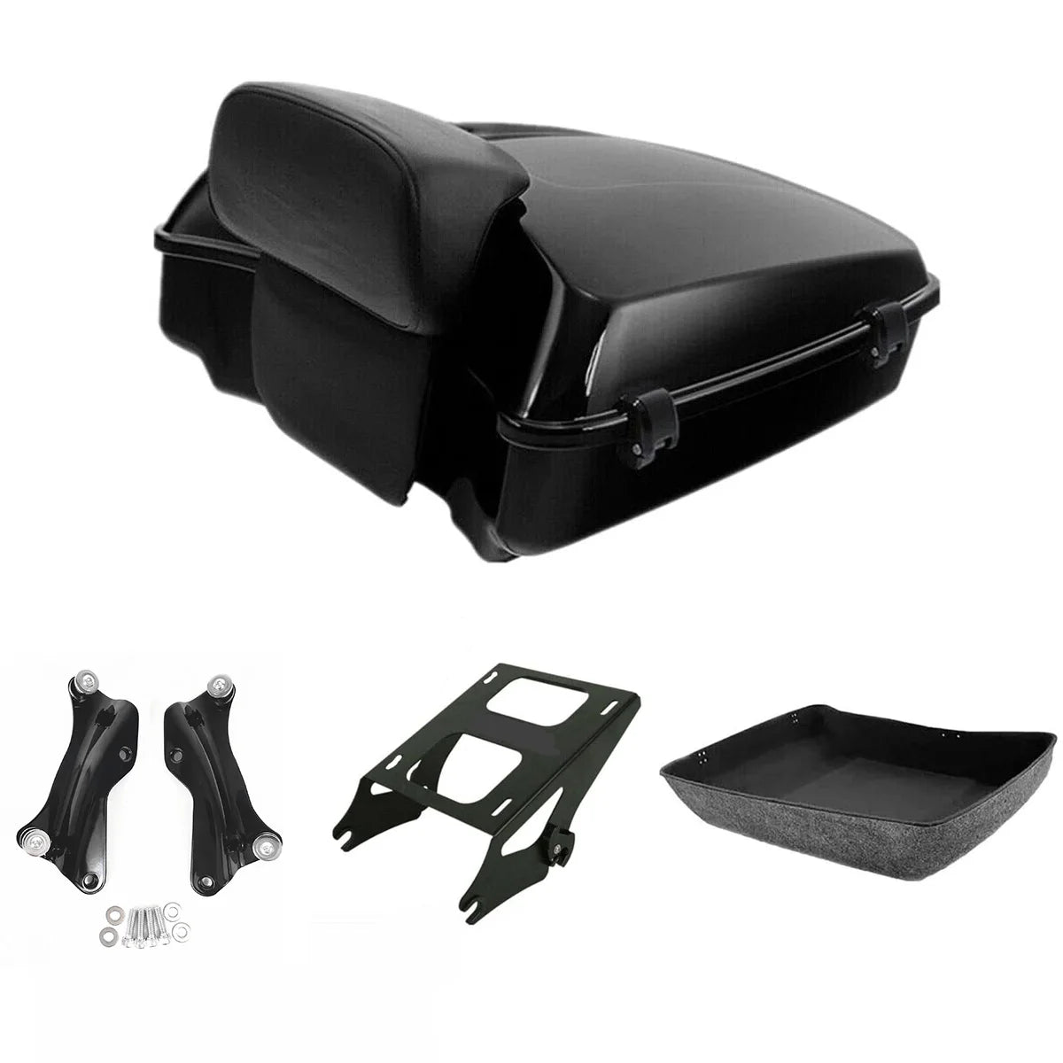Motorcycle Top Case Box Suitcases Boot Trunk With Luggage Rack For Harley Touring Road King Road Glide Street Glide 2009-2025