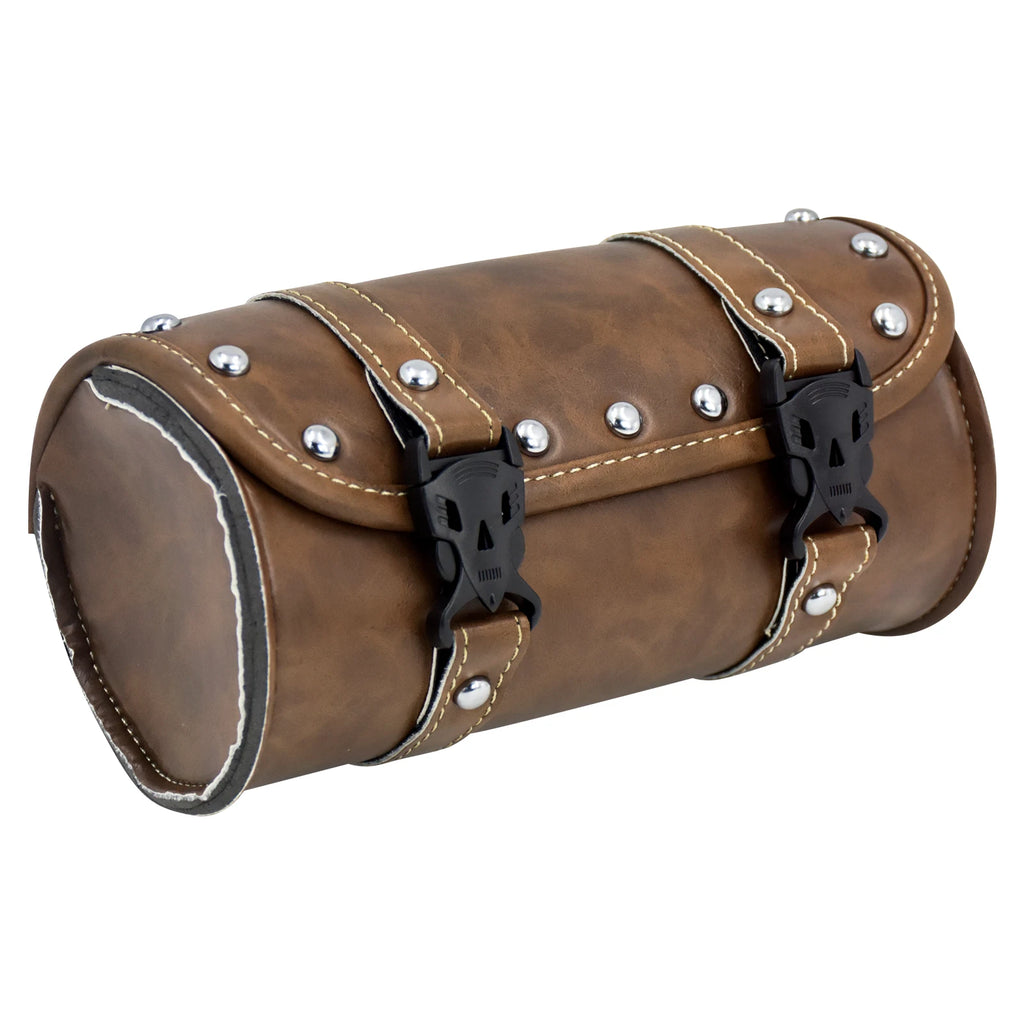 Motorcycle Fork Saddle Bags Leather Waterproof Tool Roll Barrel Bag Saddlebags Storage For Harley Sportster Touring Dyna Softail