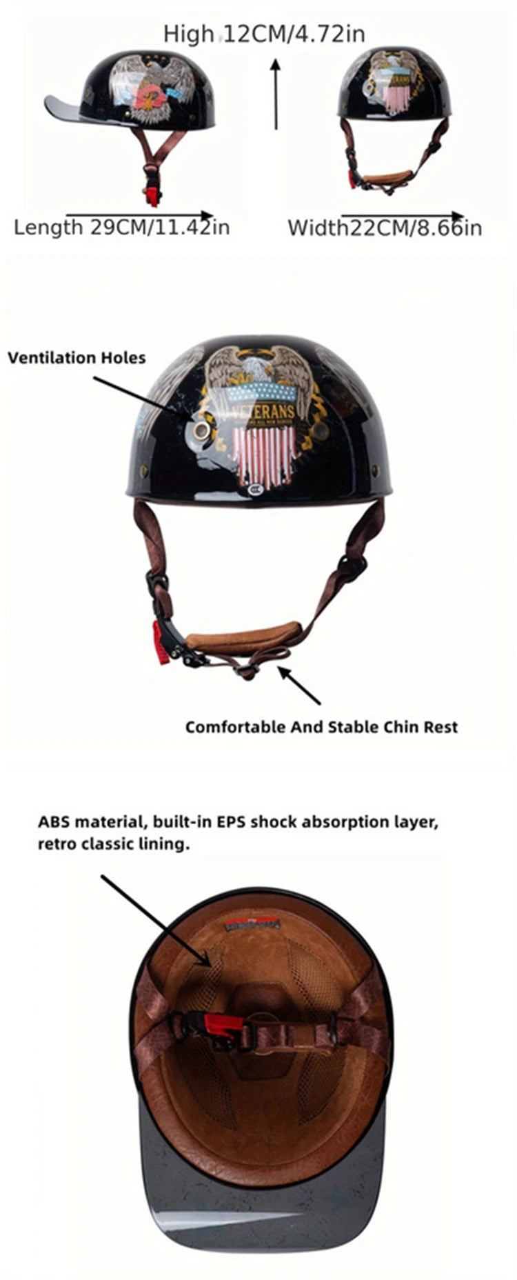 Motorcycle Helmet MTB Bike Unisex Cycling Safety Protector Half Face Type Retro Vintage Fashion Motorbike Accessories