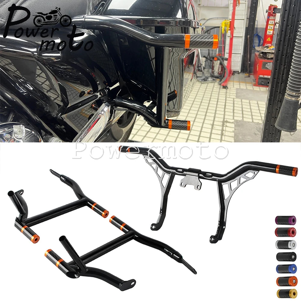 Highway Engine Guard Crash Bar Frame Slider Saddlebag Tip-Over Bar Set For Harley Touring Electra Road Street Glide Road King