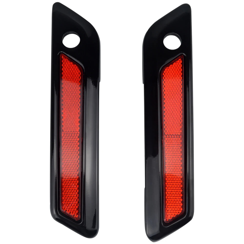 Black Red Hard Saddlebag Latch Cover Reflectors Motorcycle Parts For