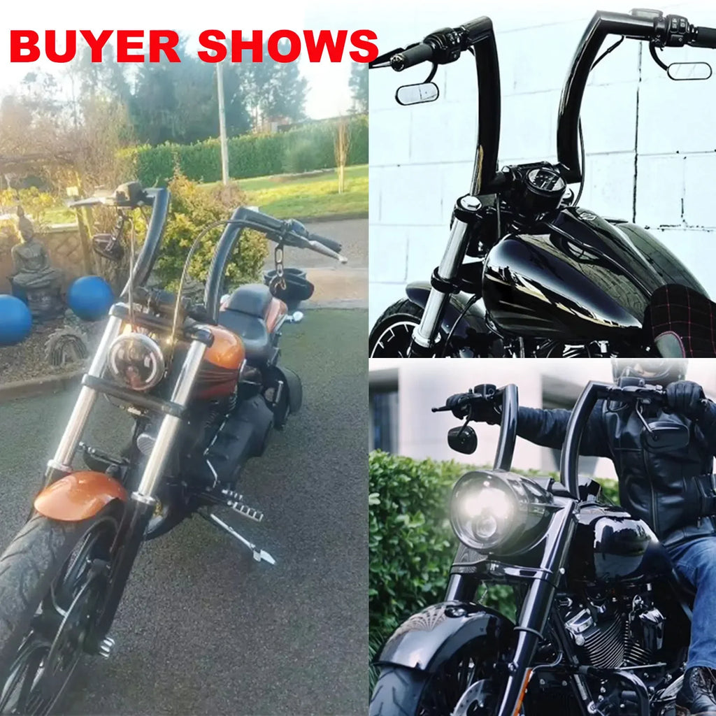 Motorcycle Handlebar 12" 14" 16" Rise Handle Bar For Harley Touring FLHT FLHR Dyna Softail Breakout Fat Boy Drag Fat Bars Black