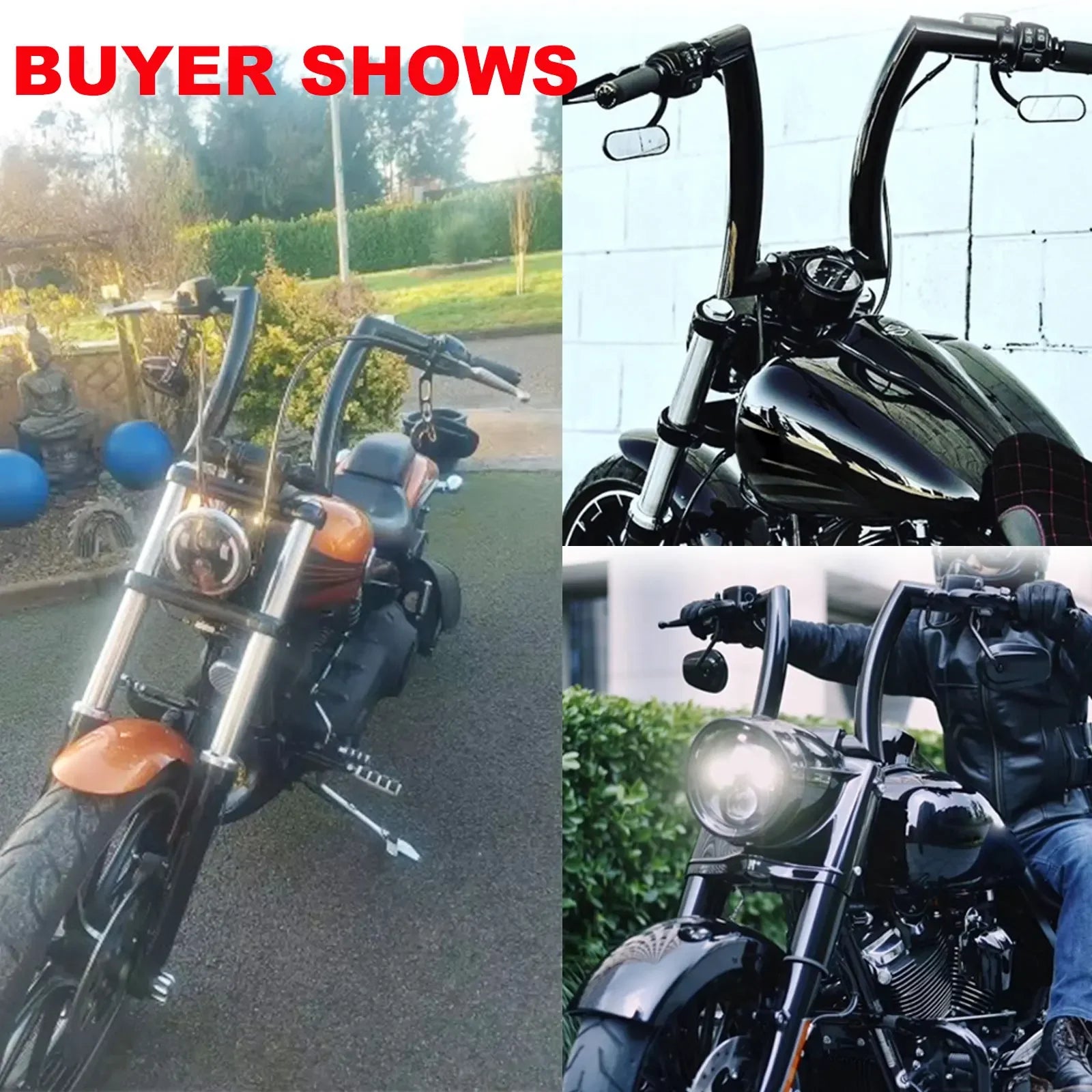 Motorcycle Handlebar 12" 14" 16" Rise Handle Bar For Harley Touring FLHT FLHR Dyna Softail Breakout Fat Boy Drag Fat Bars Black