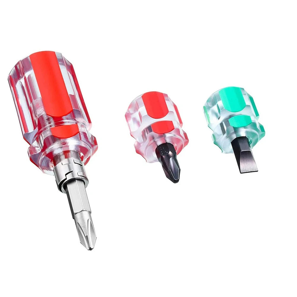 3Pcs Short Screwdriver Flat Head Cross-Head 2-in-1 Set For Narrow Spaces Repairing Sewing Machines Hand Tools