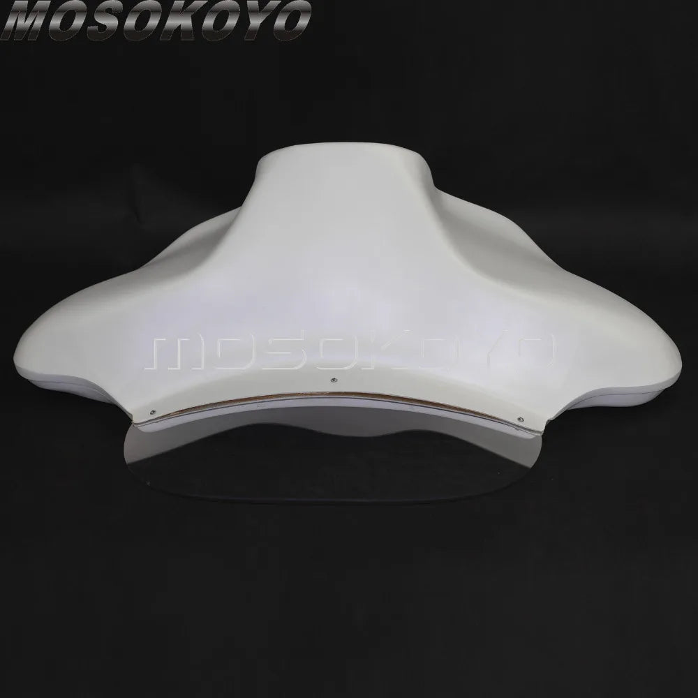 Fiberglass White Detachable Batwing Fairing Front Headlight Fairing w/ Windshield Bracket for Harley Touring Road King 1994-2013