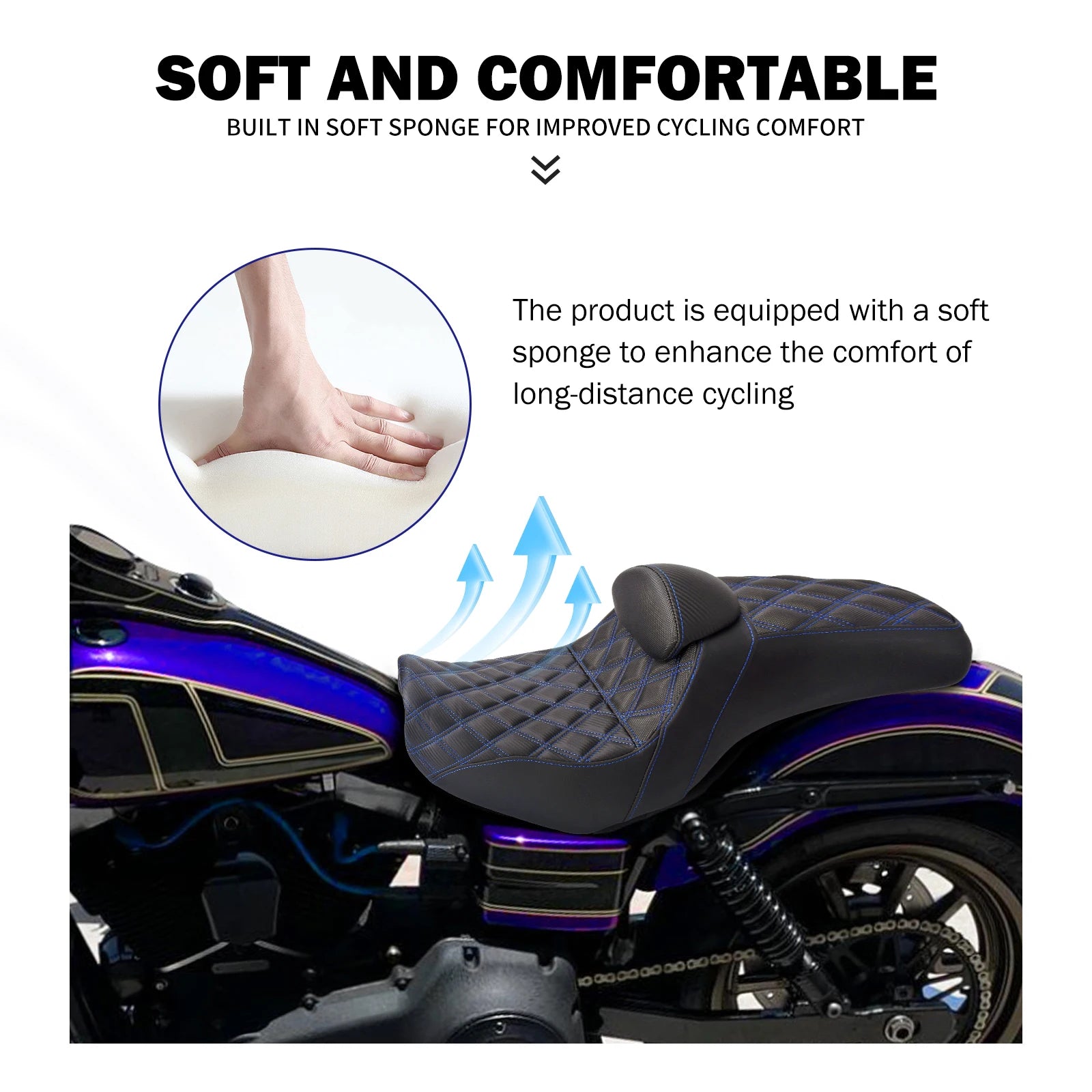 Motorcycle Two Up Seat With Backrest Driver Passenger Saddle Cushions Seat For Harley Dyna Low Rider Fat Bob Street Bob 06-2017