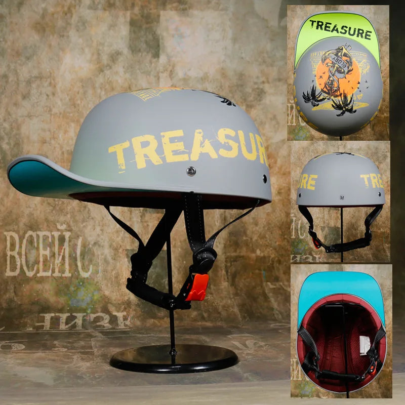 Baseball Cap Motorcycle Helmet Street Touring Half Helmet For Bike Cruiser Chopper Moped Scooter DOT Approved Moto Helmet
