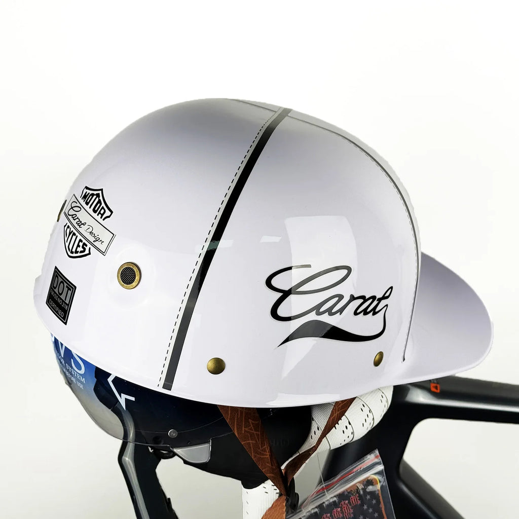 Motorcycle Retro Half Helmet with Blue built-in lenses Baseball Helmet For Harley Motorcycle Electric Scooter