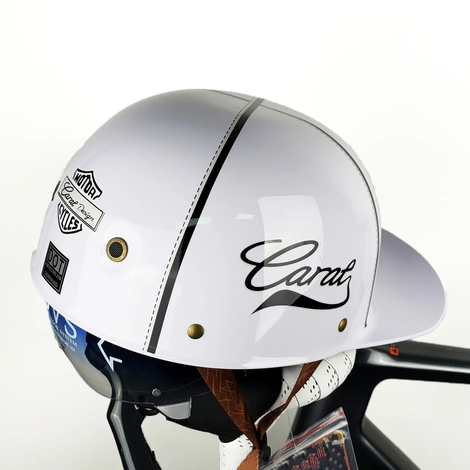 Motorcycle Retro Half Helmet with Blue built-in lenses Baseball Helmet For Harley Motorcycle Electric Scooter