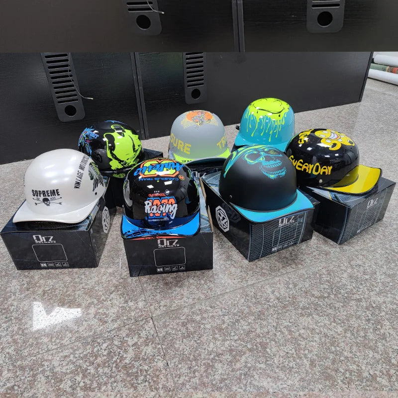 Baseball Cap Motorcycle Helmet Street Touring Half Helmet For Bike Cruiser Chopper Moped Scooter DOT Approved Moto Helmet