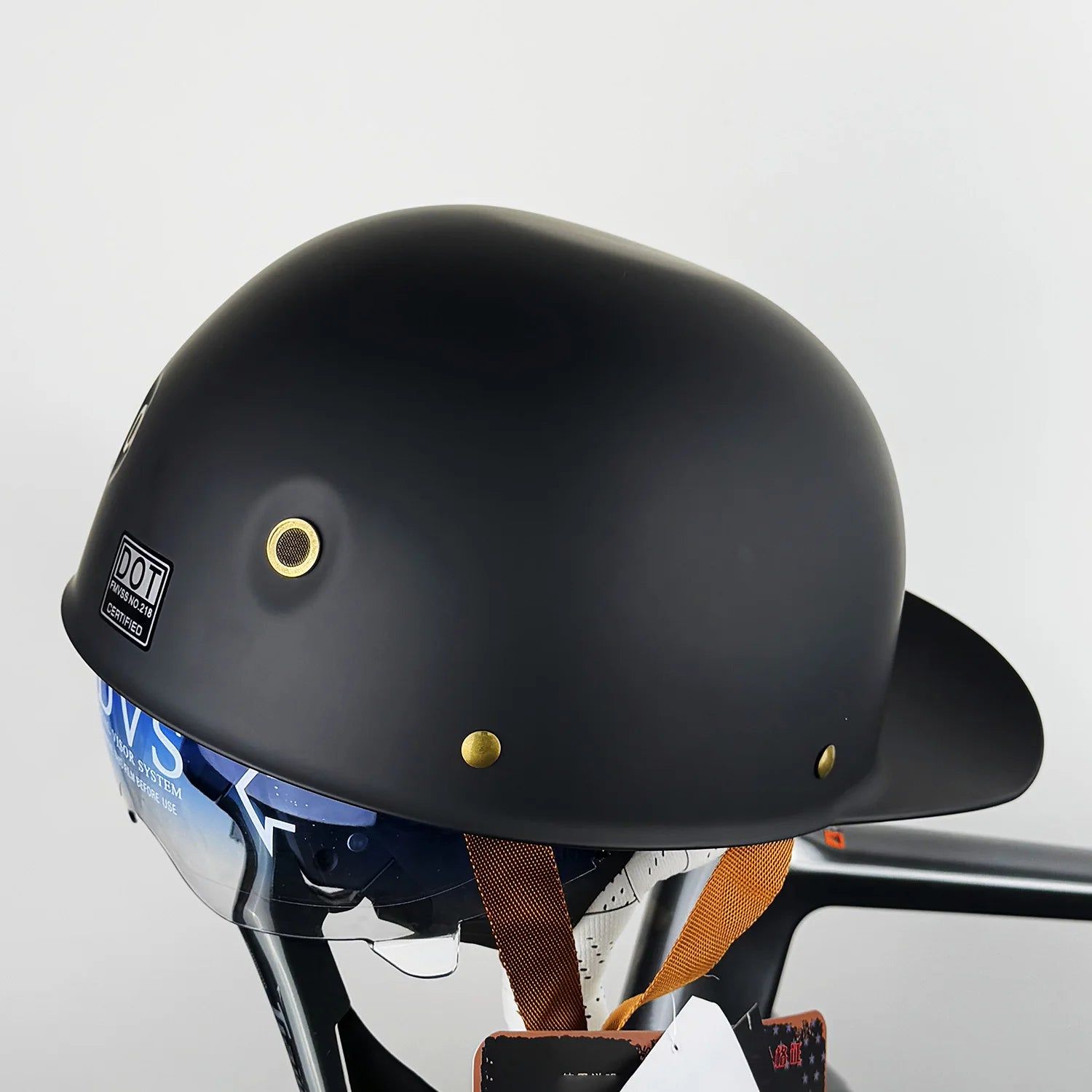 Motorcycle Retro Half Helmet with Blue built-in lenses Baseball Helmet For Harley Motorcycle Electric Scooter