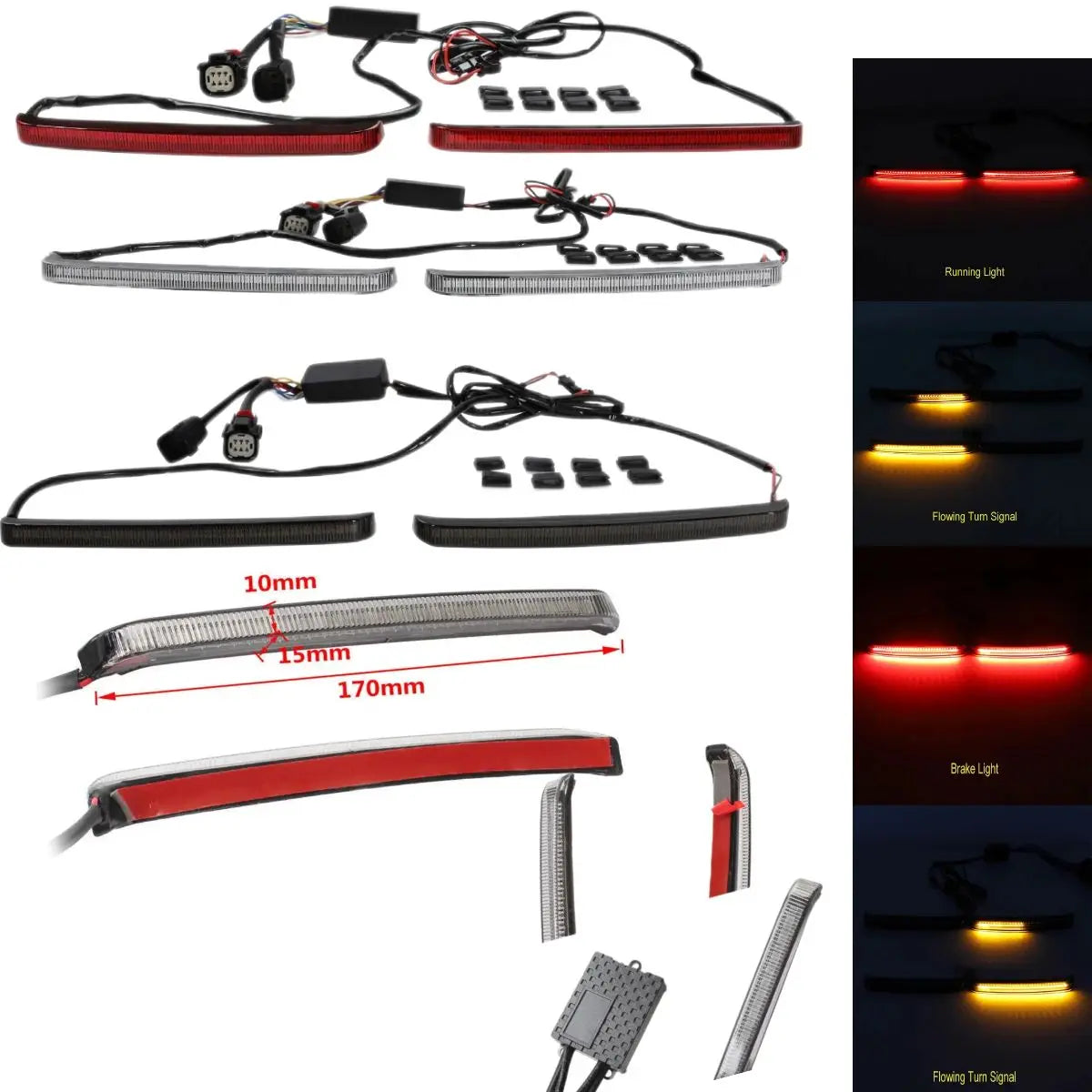 Motorcycle LED Saddlebag Brake Flowing Turn Signal Running Accent