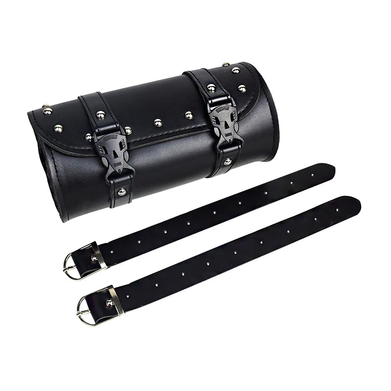Motorcycle Fork Saddle Bags Leather Waterproof Tool Roll Barrel Bag Saddlebags Storage For Harley Sportster Touring Dyna Softail