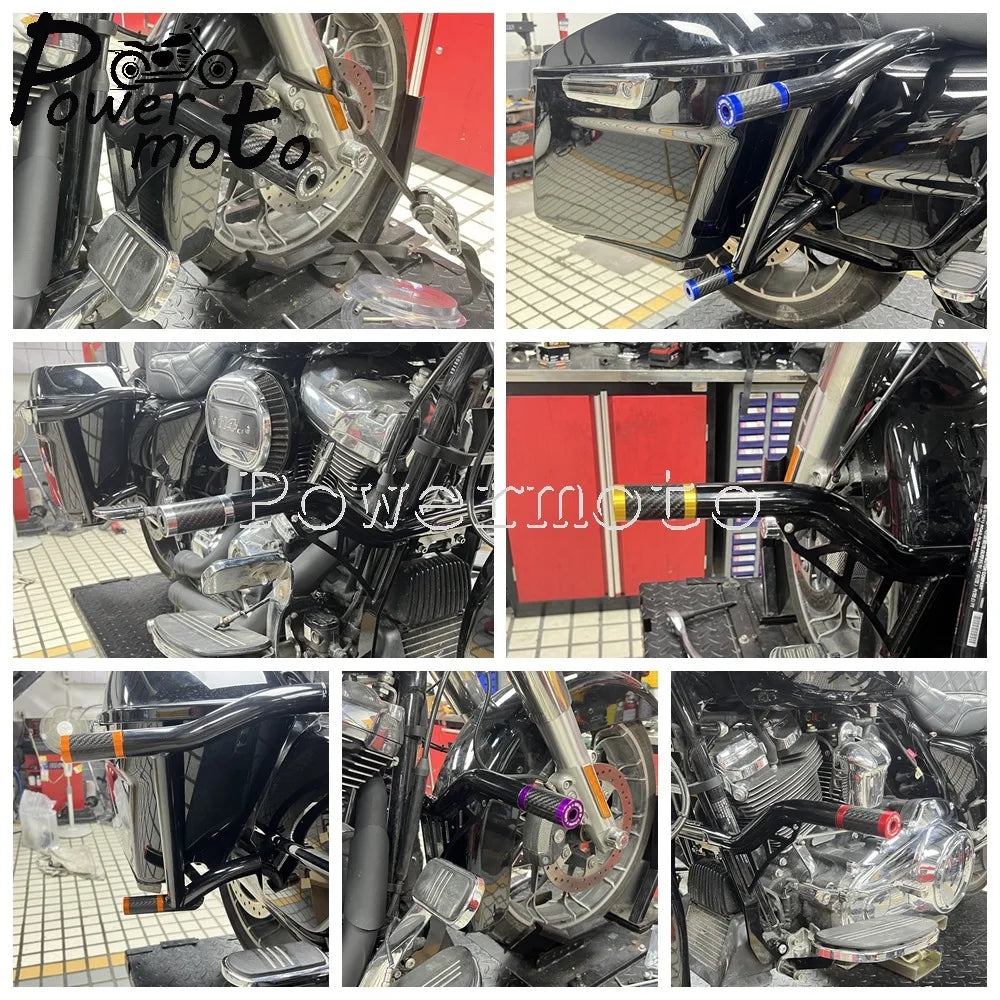 Highway Engine Guard Crash Bar Frame Slider Saddlebag Tip-Over Bar Set For Harley Touring Electra Road Street Glide Road King
