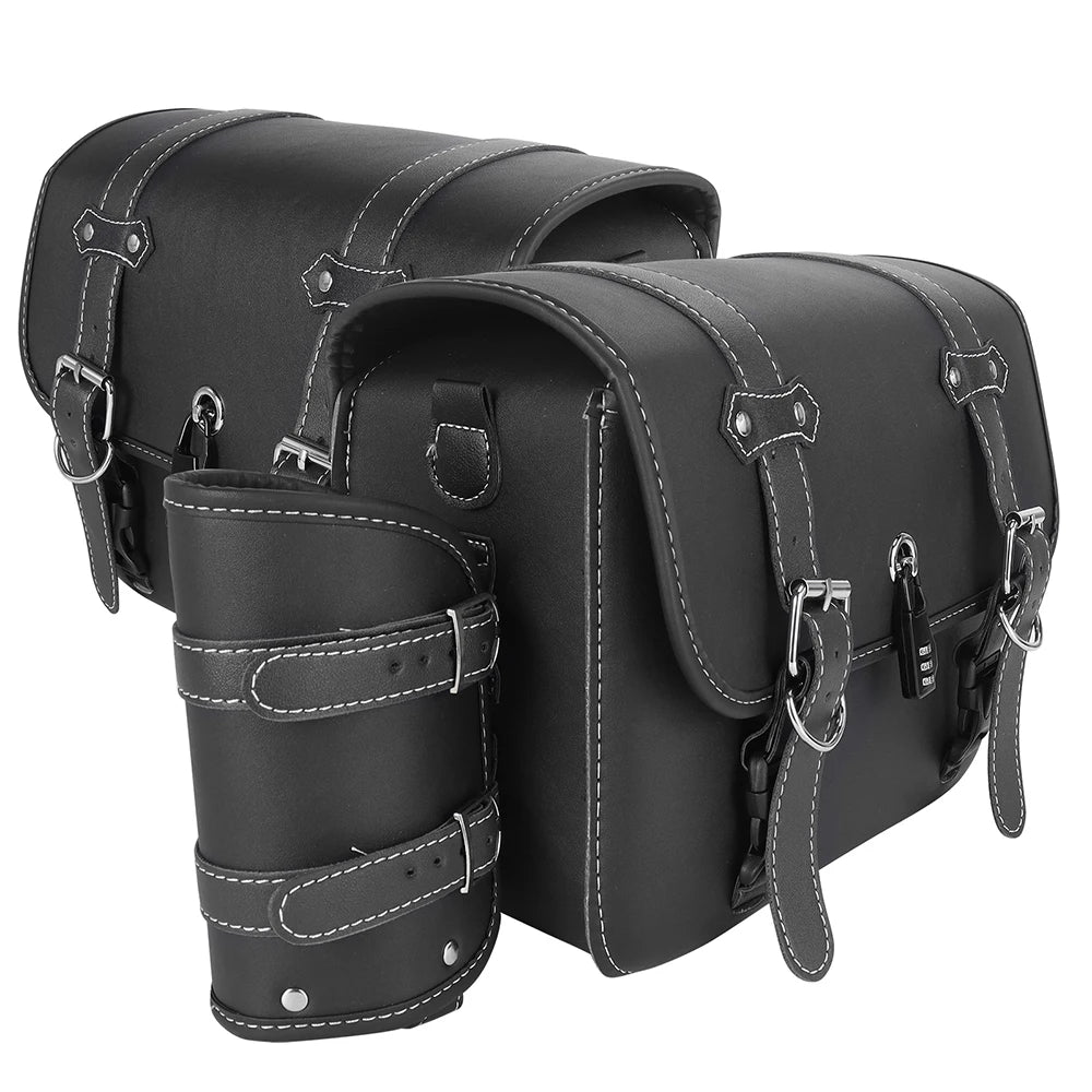 1 Pair Motorcycle Saddlebags PU Leather Luggage Pouch Side Tool Bag Saddle Bags For Harley Sportster XL 883 XL 1200