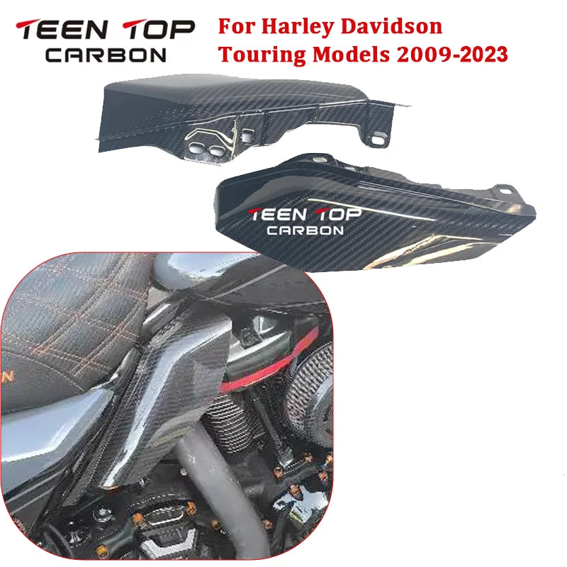 Carbon Fiber Mid-Frame Air Deflector For Harley Touring Models Motorcycle Engine Heat Shield Guard Air Fairing Cover 2009-2023