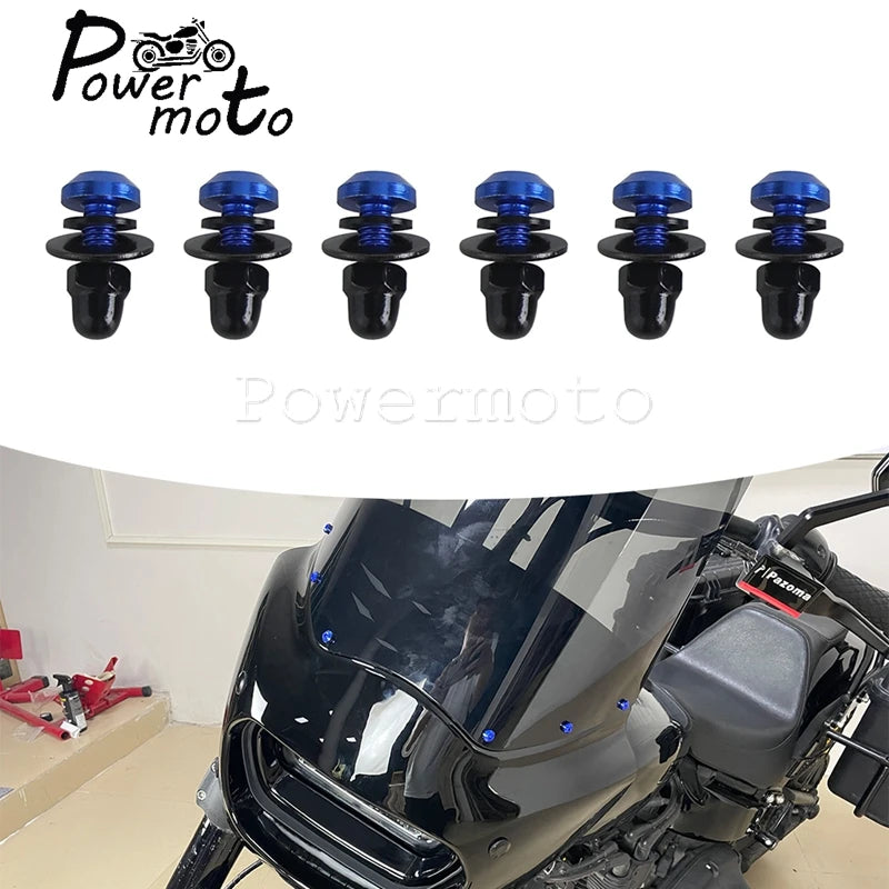 Memphis Shades Road Warrior Fairing Windscreen T25 Windshield Bolt Screw 6pcs For Harley Softail Low Rider S Dyna Fat Street Bob
