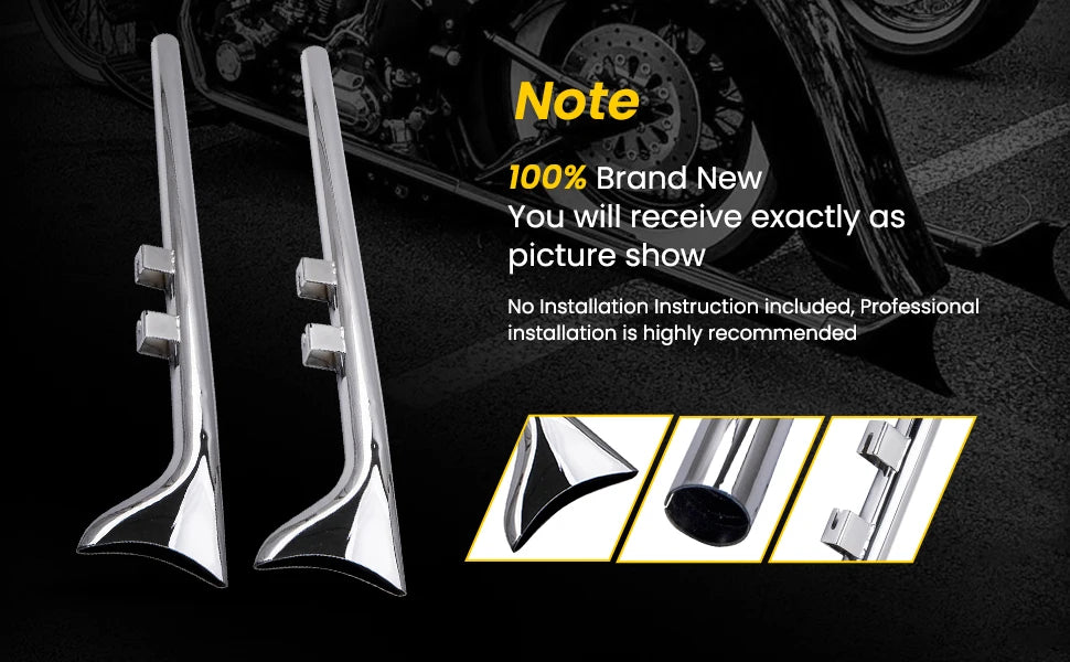 Steel 36" Fishtail Exhaust Muffler Pipe Slip On for Harley Touring 1995-2006 1 Pair for Harley Touring Motorcycle