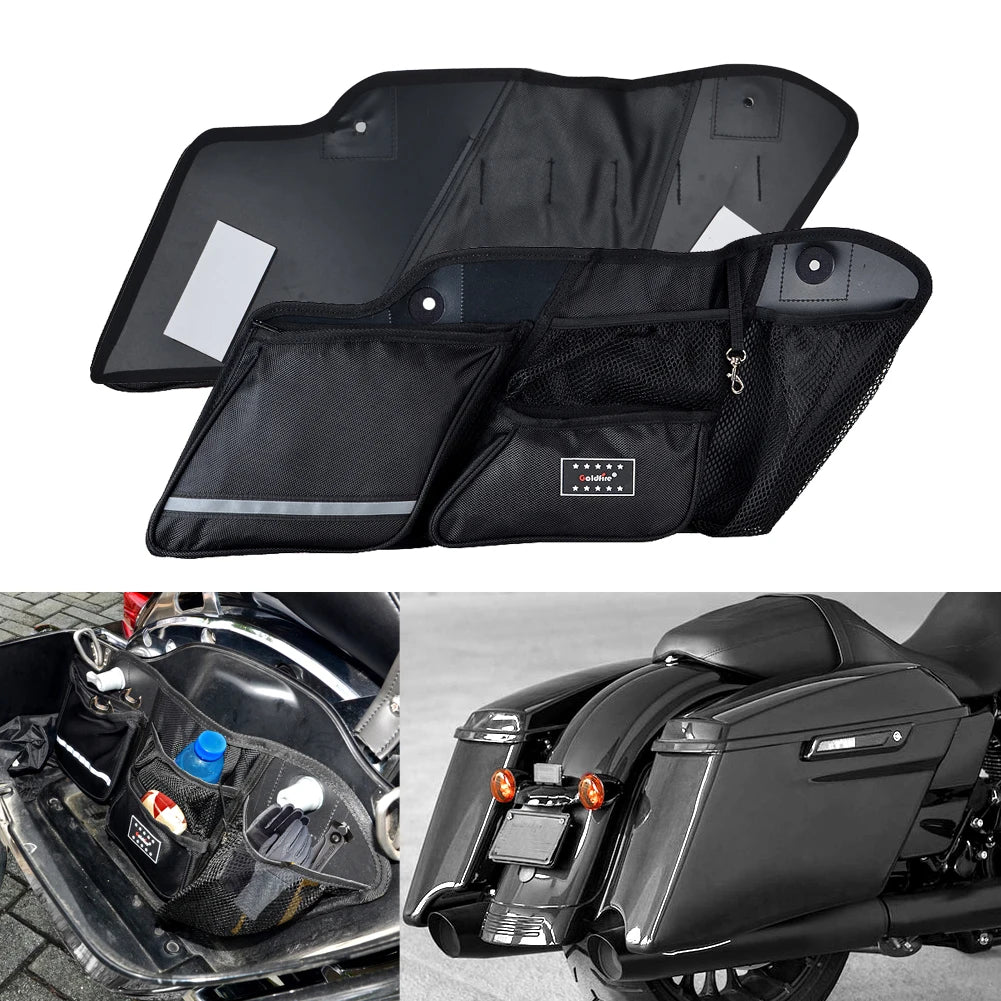 1Pair Motorcycle Hard Saddle Bags Organizers Inner Wall Storage bag For Harley 2014 - 2020 Street Glide Road King Road Glide