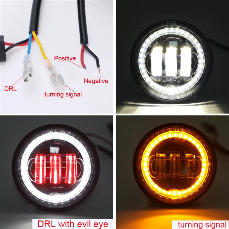 4.5" 4 1/2 Inch Motorcycle LED Fog Passing Auxiliary Light DRL Amber Turn Signal Light for Harley Touring Electra Glide Dyna