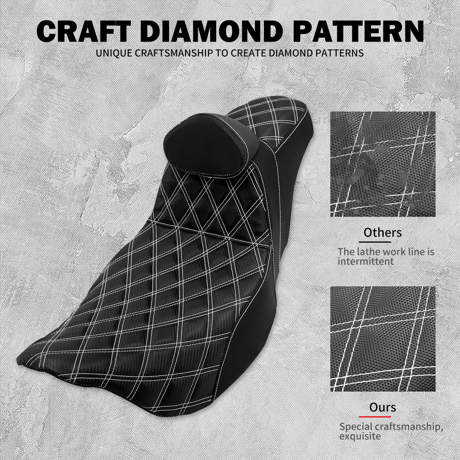 Motorcycle 2-Up Seat With Driver Backrest Cushions Lattice Stitch Front Rear Seat For Harley Touring Electra Glide FLHR 2009-23
