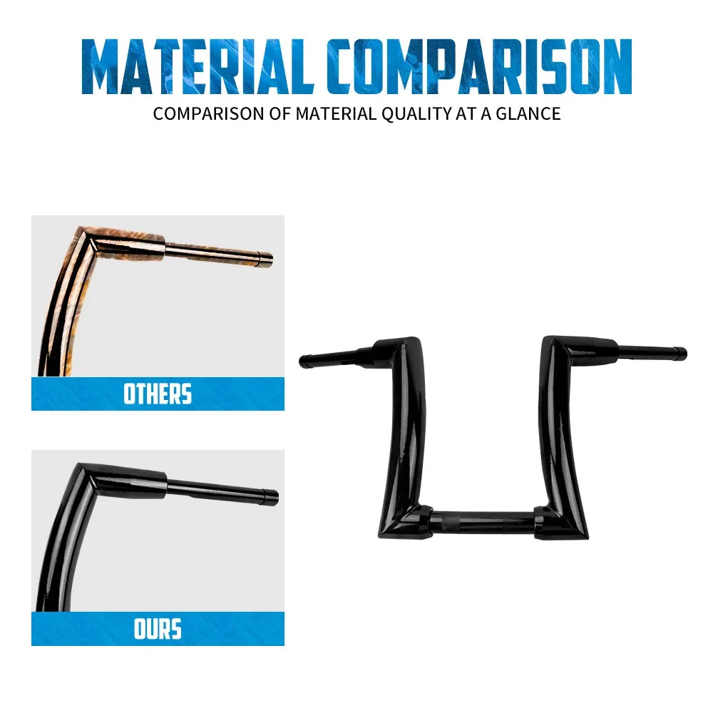 Motorcycle Handlebar 12" 14" 16" Rise Handle Bar For Harley Touring FLHT FLHR Dyna Softail Breakout Fat Boy Drag Fat Bars Black