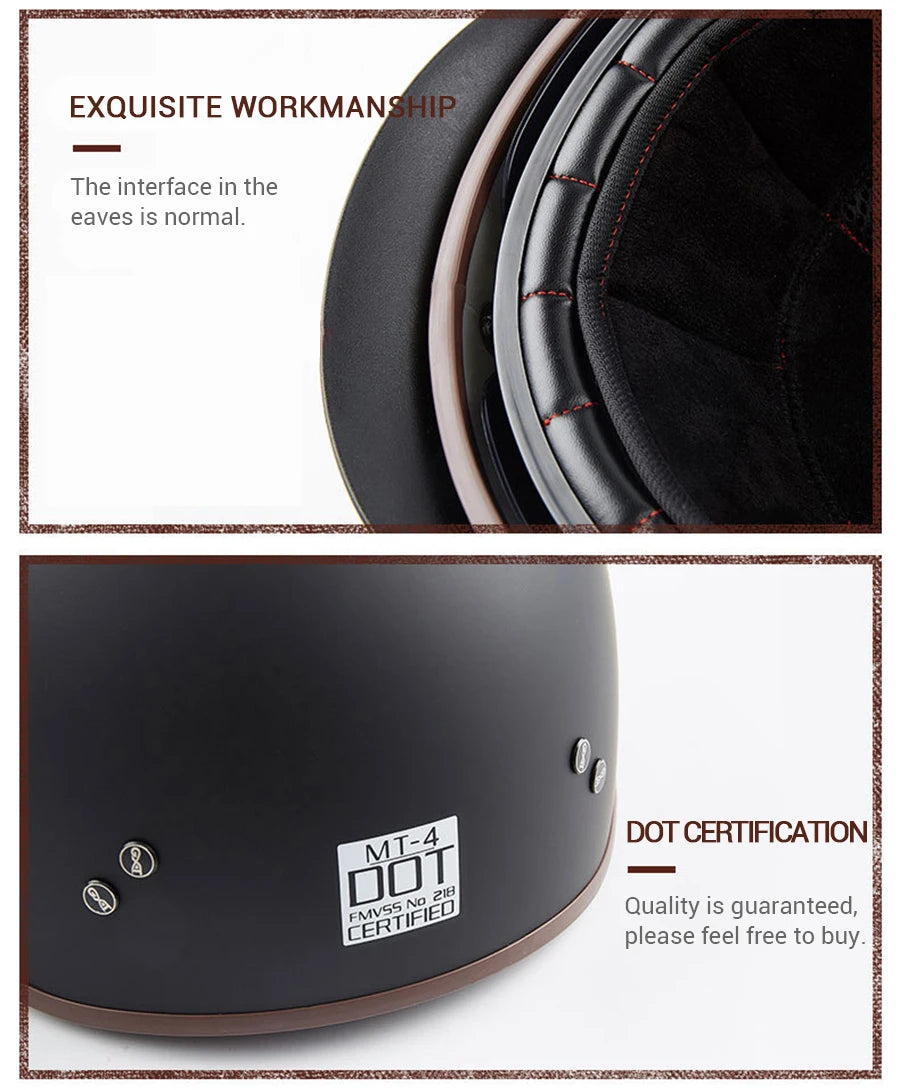 Scooter Biker Motorcycle Half Helmet Summer Motorcycle Helmet Anti Fall Retro Motorbike Half Helmet