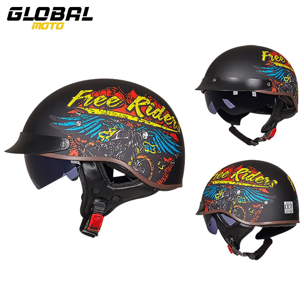 Scooter Biker Motorcycle Half Helmet Summer Motorcycle Helmet Anti Fall Retro Motorbike Half Helmet