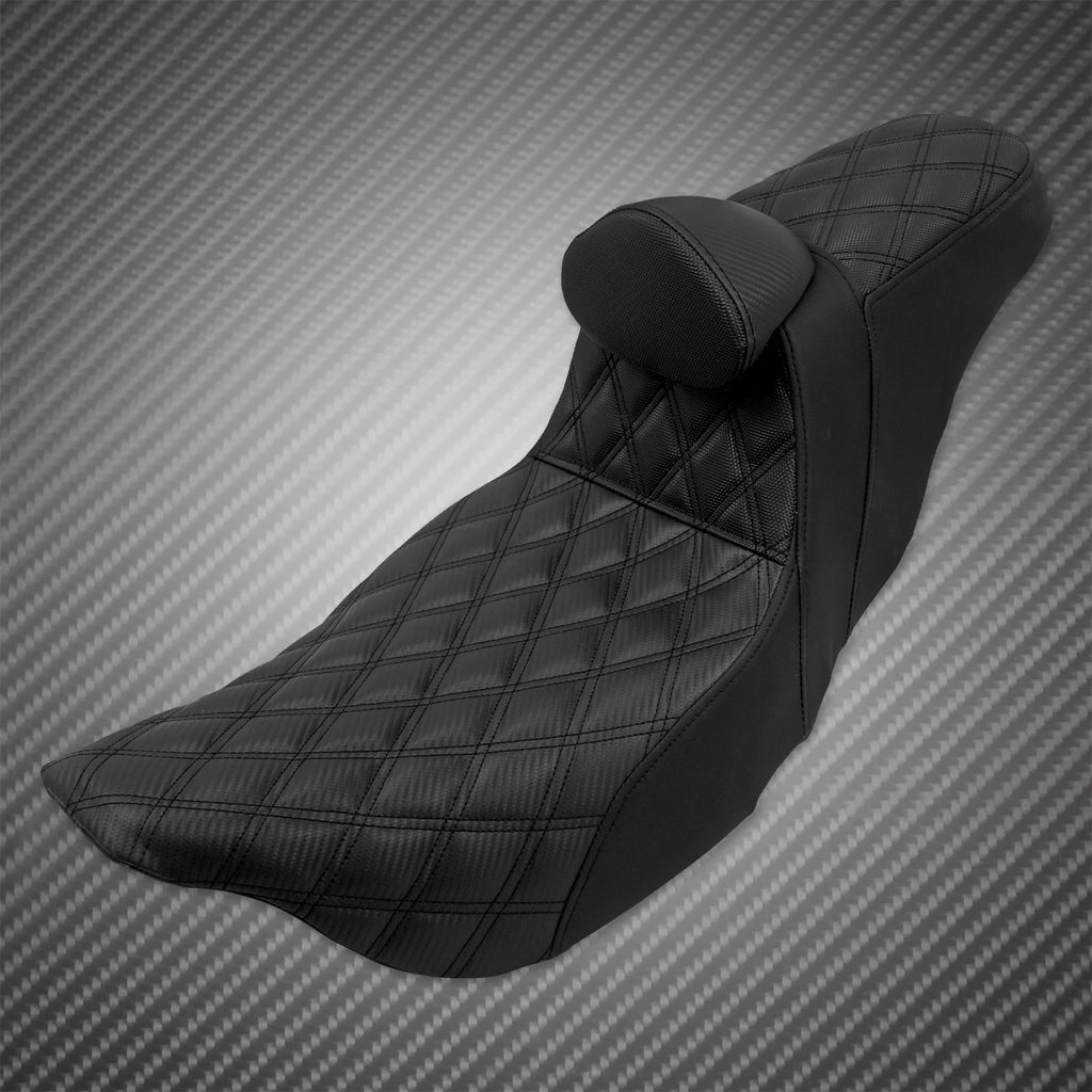 Motorcycle 2-Up Seat With Driver Backrest Cushions Lattice Stitch Front Rear Seat For Harley Touring Electra Glide FLHR 2009-23