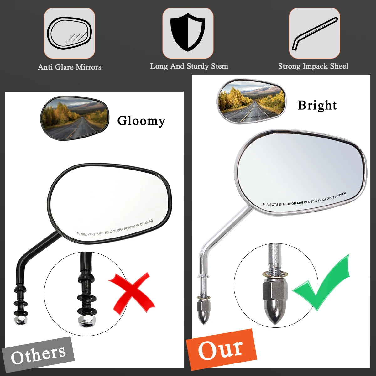 Rear View Mirrors For Harley 1982-2025 Touring Road Glide Electra Glide Road King Street Glide Sportster Dyna Softail Motorcycle