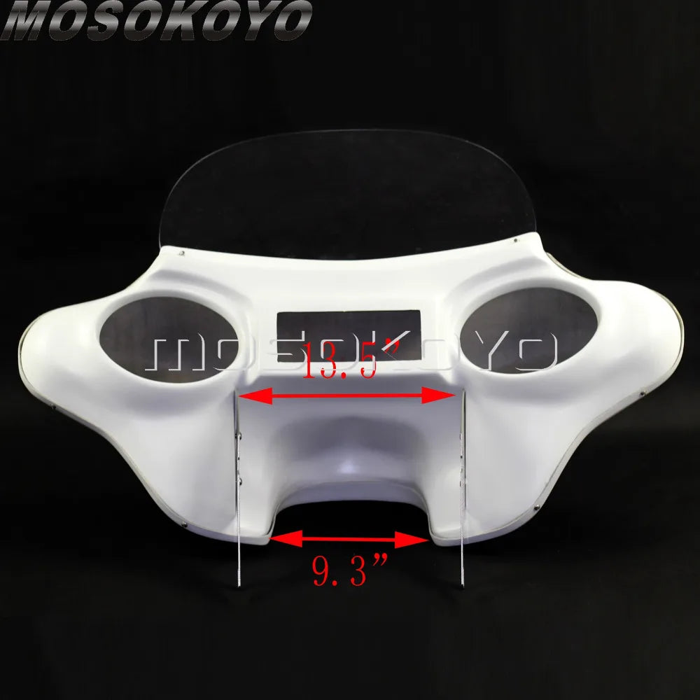 Fiberglass White Detachable Batwing Fairing Front Headlight Fairing w/ Windshield Bracket for Harley Touring Road King 1994-2013