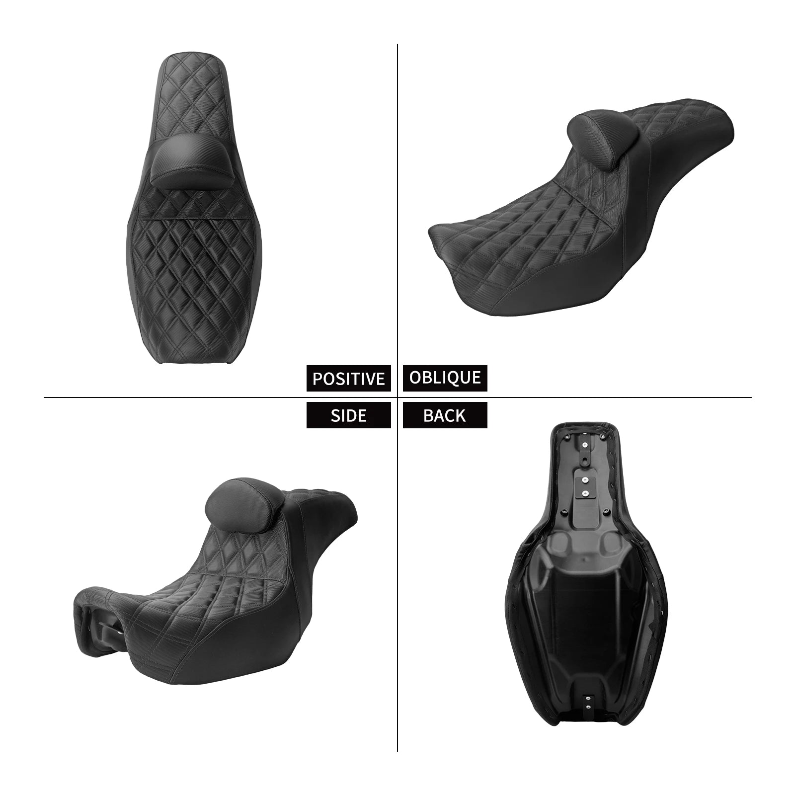 Motorcycle Two Up Seat With Backrest Driver Passenger Saddle Cushions Seat For Harley Dyna Low Rider Fat Bob Street Bob 06-2017