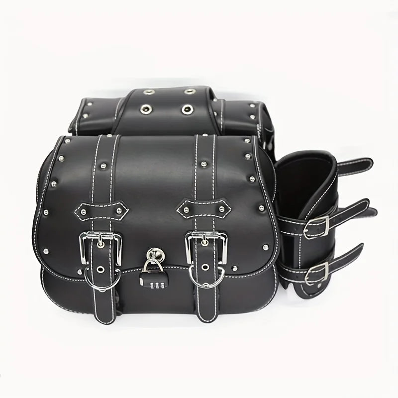 Universal Retro Black/Brown Motorcycle SaddleBag Large Capacity Motorbike Side Bags Storage Tool Waterproof side bag For Harley