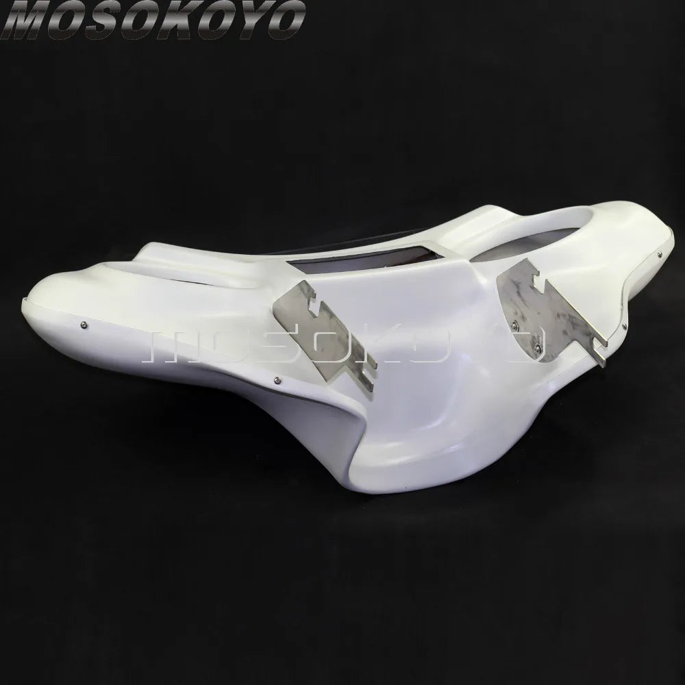 Fiberglass White Detachable Batwing Fairing Front Headlight Fairing w/ Windshield Bracket for Harley Touring Road King 1994-2013