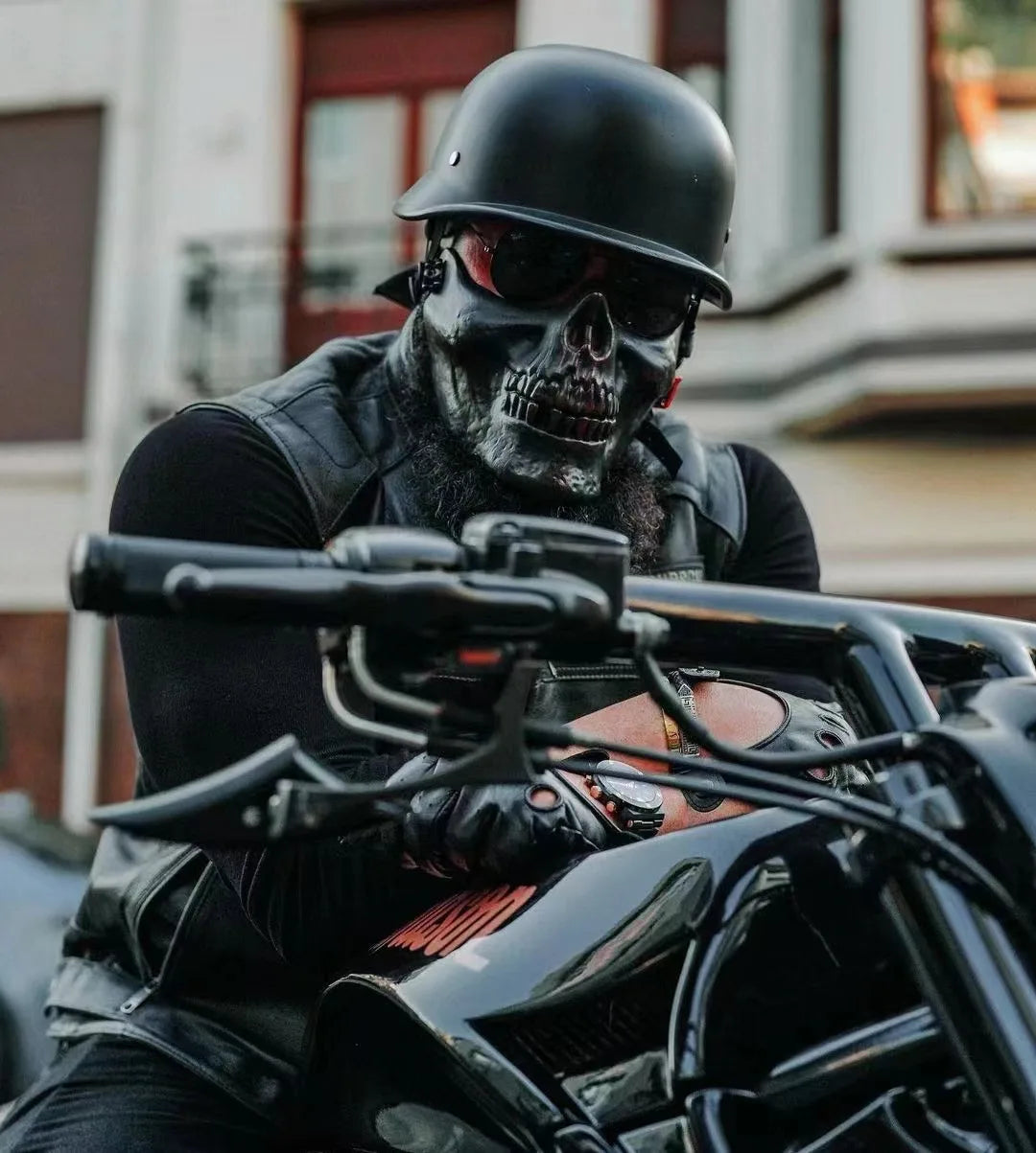 Motorcycle helmet for men in summer, Harley retro half helmet electric car, German style soldier prince cruise car, four season
