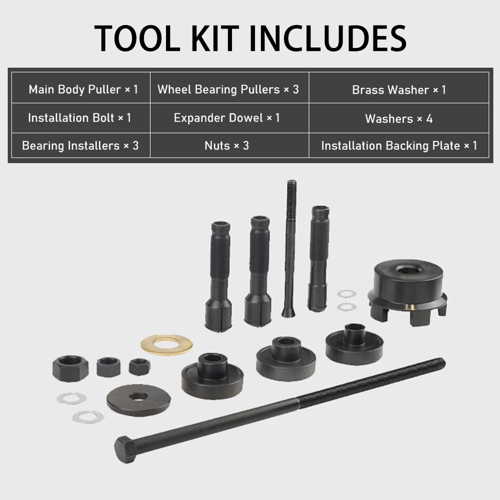 18Pcs Wheel Bearing Remover And Installer Puller Tool Kit For Harley Davidson 2000+ VT102 Motorcycle 0.75" 1" 25mm Bearings