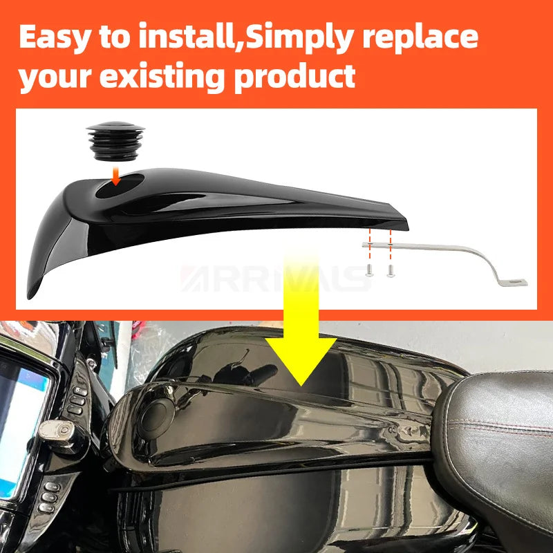 Motorcycle Oil Gas Cap Cover Smooth Dash Fuel Tank Console Trim Panel For Harley Touring Electra Glide Street FLHT FLHX 08-23