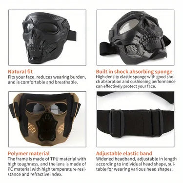 Motorcycle skull mask wind goggles outdoor sports riding glasses Halloween props windproof tactical mask