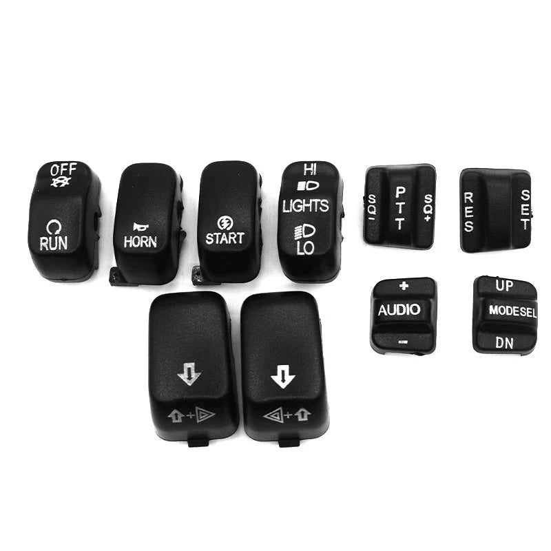 For Harley Touring Street / Electra Glide FLHT FLHTC FLHX 1996-2013 Motorcycle 10 pcs Hand Control Switch Housing Buttons Caps