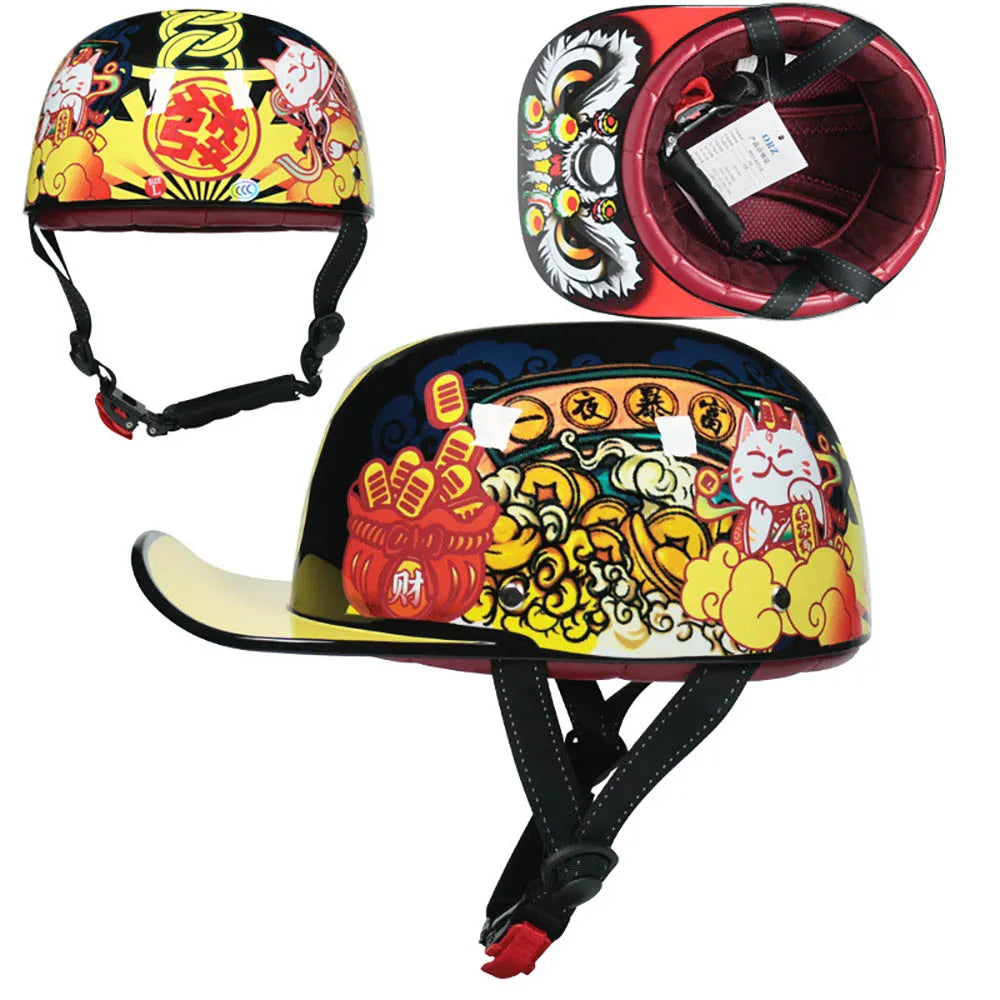 Baseball Cap Motorcycle Helmet Street Touring Half Helmet For Bike Cruiser Chopper Moped Scooter DOT Approved Moto Helmet