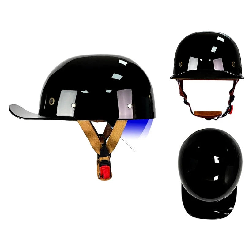 Motorcycle Helmet Street Retro Baseball Cap Moto Helmet with Blue Lenses Half Helmet Men Women Capacete De Moto ECE DOT Approved